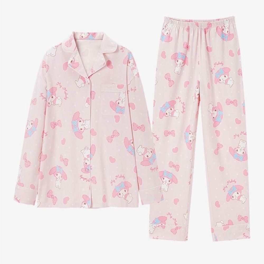 My Melody Sanrio Two Piece Pink Pajama Set Size Medium NWOT